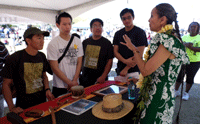 Young men listening to an explanation