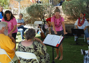 picture of ladies dancing hula in 'regular' clothes