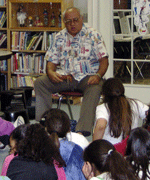 Picture of storyteller and link to page