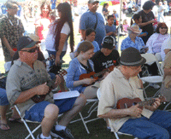 picture of group with own or borrowed ukes
